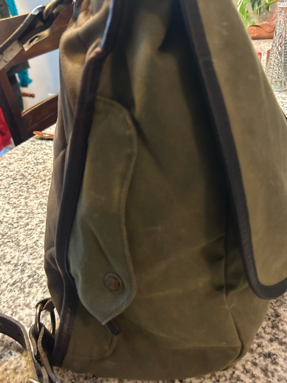 Filson Tin Cloth Backpack in Otter Green View 3
